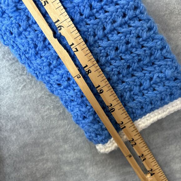 Handmade Crochet Cardigan Jacket Granny Sweater Boho Cottage Unique Blue Artsy - Picture 9 of 11